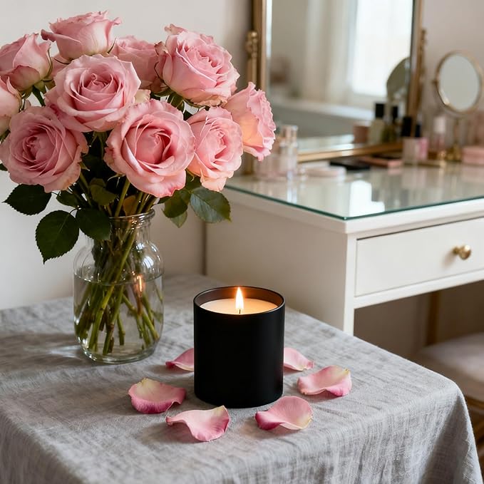 30 Pack Glass Candle Jars-10oz Black Empty Candle Jars with Bamboo Lids, Bulk Candle Jars for Making Candles Containers - Dishwasher Safe