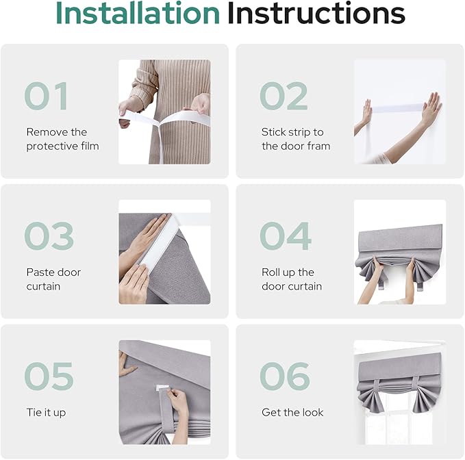 HOMEIDEAS 100% Light Gray Linen Blackout French Door Curtains, Privacy Door Window Curtains, 30 X 68 Inch Room Darkening Blinds, Thermal Insulated Shades for Bedroom, 1 Panel