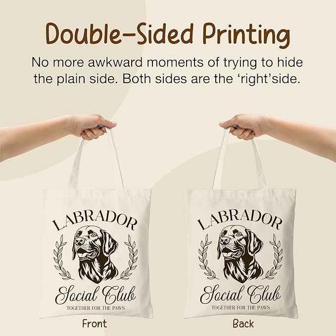 Dog Social Club Canvas Tote Bag, Travel & Daily Use, 16x14 Inch