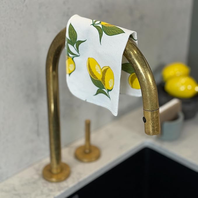 Reusable Paper Towels - 10 Pack - Roll of Washable Cotton Cloth Paper Towels - Paperless Reusable Napkins Cloth Washable - Absorbent + Long Lasting - Zero Waste Products - (Lemon)