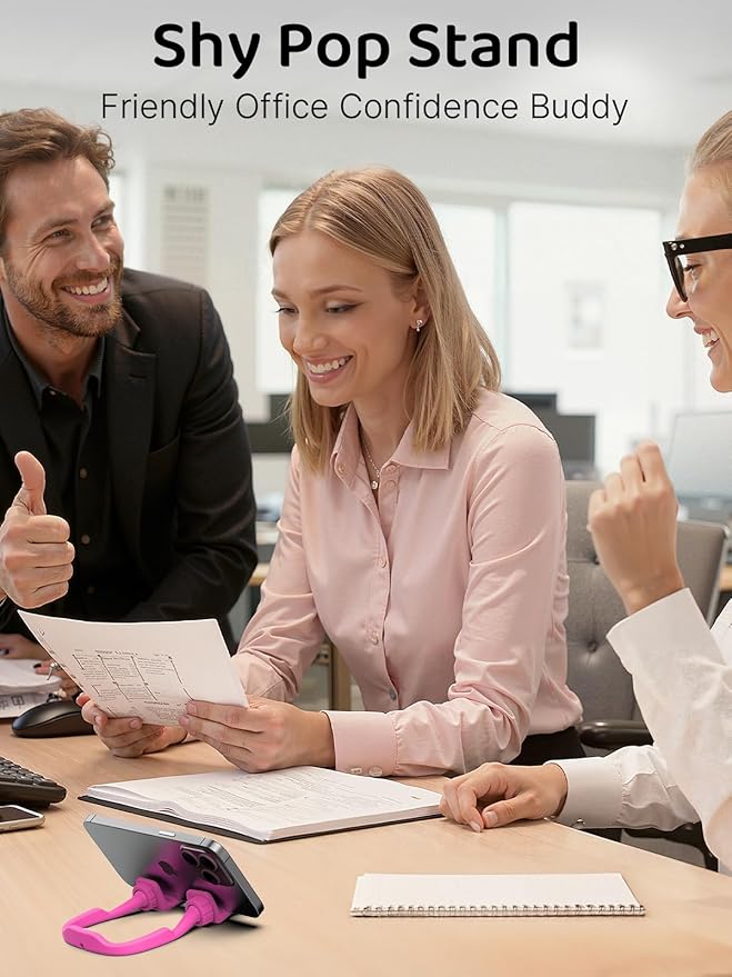 Stocking Stuffers for Teens Girls Boys Cell Phone Stand Patented Adjustable Shy Fingers Lazy Phone Holder for Desk Cool Gadgets Gifts Ideas for Adults Women Gifts for Christmas (Hot Pink)