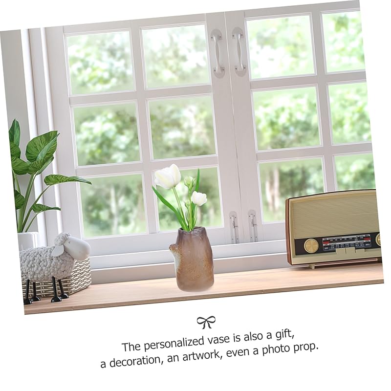 Ceramic Flower Arrangement Vase Smooth Rustic Stoneware Desktop Ornament Simple Stylish Home Decor Centerpieces Office Use