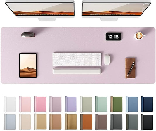 YSAGi Leather Desk Pad Protector, Office Desk Mat, Large Mouse Pad, Non-Slip PU Leather Desk Blotter, Laptop Desk Pad, Waterproof Desk Writing Pad for Office and Home(Grayish Lavender, 47" x 17")
