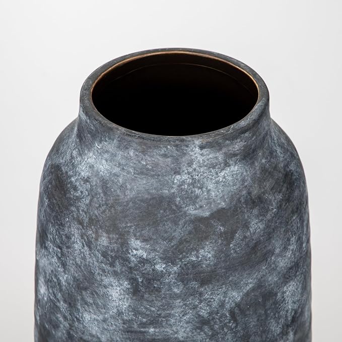 Briful Tall Rustic Ceramic Vase 11” – Vintage Distressed Pottery Flower Vase with Antique White-Wash Finish – Farmhouse Table Decor & Shelf Accent (Not Waterproof)