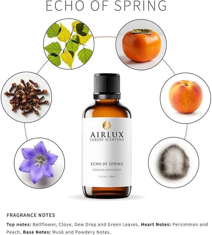 Signature Aroma Oil No. 229 Echo of Spring – Bellflower, Clove, Dew Drop – Aroma Oil for Cold Air & Waterless Diffusers and DIY Crafts – 30 mL, 1.0 fl oz Glass Bottle