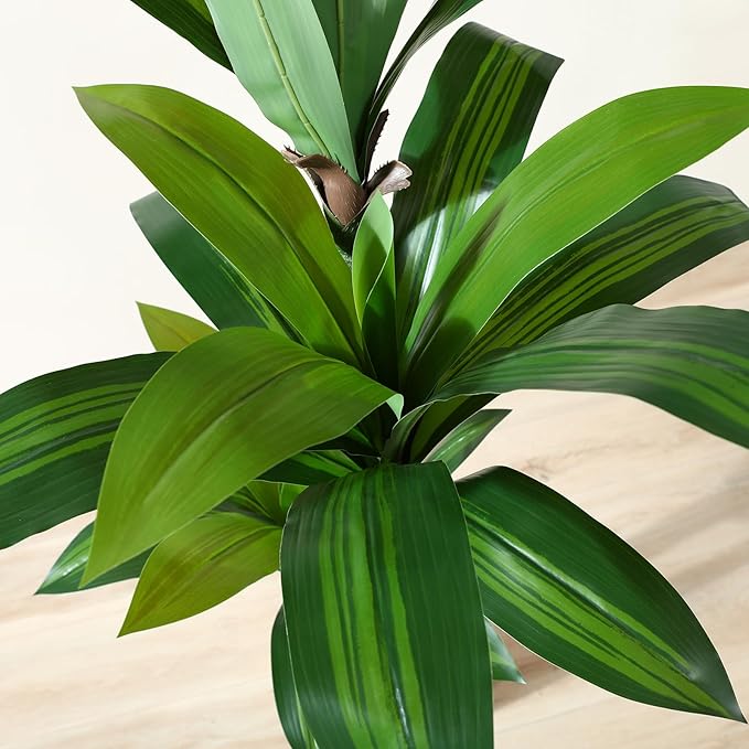 Artificial Dracaena Tree 6ft, Tall Fake Dracaena Plants with White Planter, Faux Dragon Tree Indoor Floor Plant for Home Decor Office Living Room Porch Housewarming, 1Pcs