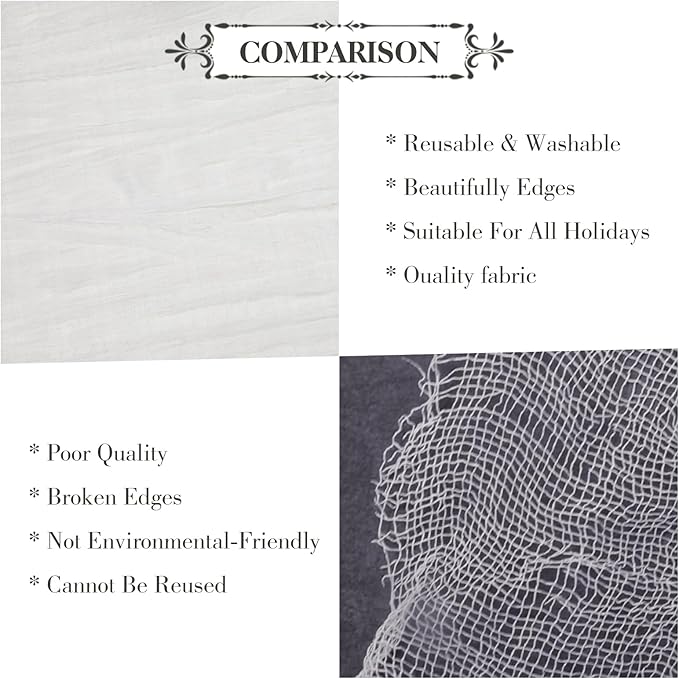 Le courant 10Ft Cheesecloth Table Runner, Rustic Boho Gauze Cheese Cloth Runner Table Runner for Weddings Bridal Baby Shower Birthday Holiday Parties Home Decor, Lvory