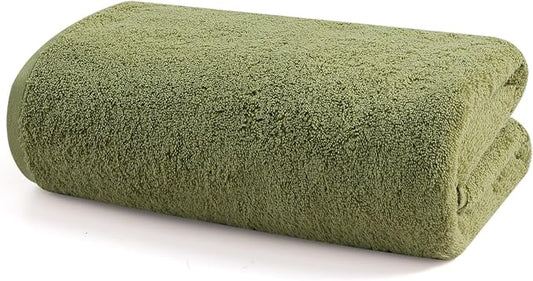 SEMAXE Green Bathroom Towel, 100% Cotton Bath Towel with Hanging Loop and Smart Tag, Hotel & Spa Quality Soft Absorbent Towel, Gift Box Packaging, 1 Pc Bath Towel, 55" L x 27" W