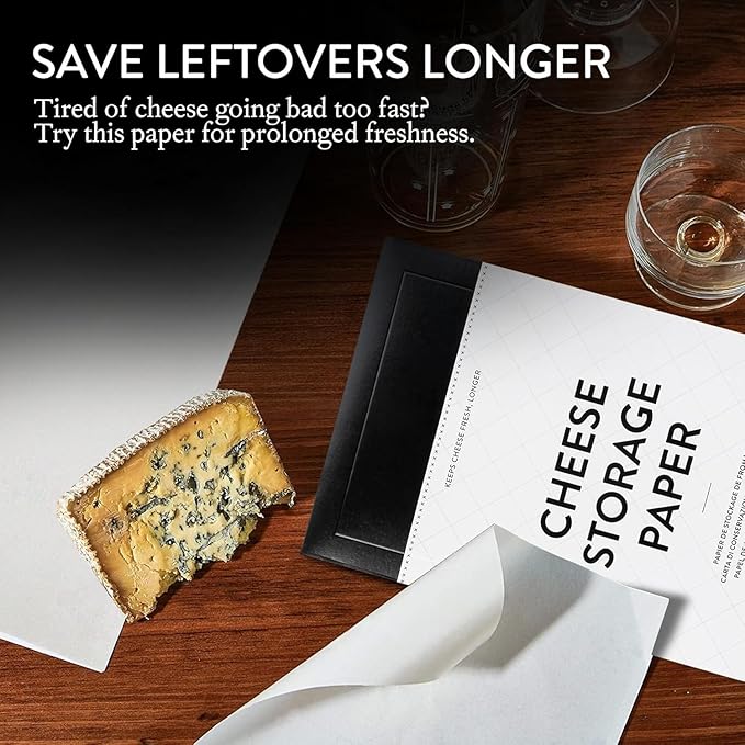 Formaticum 45-Pack Cheese Storage Wax Coated Paper - Porous Wax Sheets From France - Keep Cheese or Charcuterie Fresh - Professional Grade Cheese Paper for Wrapping Cheese - 11 x 14