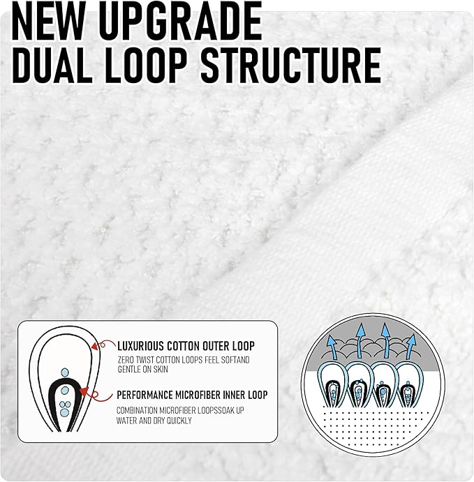 Everplush Minor Flaws Diamond Jacquard 6 Pieces Bath Towel Set, Luxury Super Soft Oversized Towels, Highly Absorbent Diamond Jacquard Quick Dry Bath Towel for Bathroom White