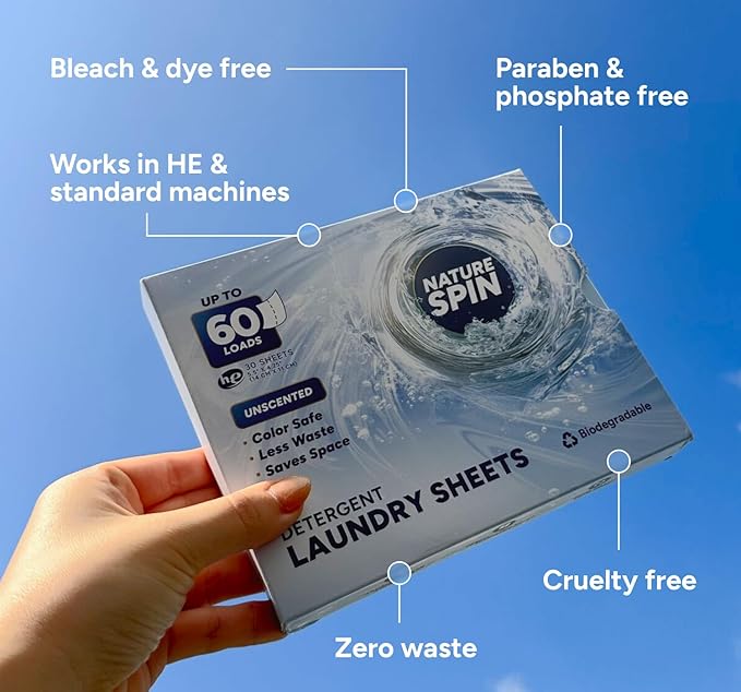 Eco Laundry Detergent Sheets, 30 Sheets (60 Loads), Unscented, Dissolvable, Vegan, Hypoallergenic, Plant Powered Laundry (1 Pack)