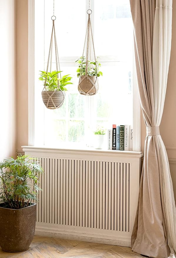 Dahey Macrame Plant Hanger Indoor Hanging Planter Basket Handmade Woven Cotton Rope Flower Pot Decorative Crochet Plant Holder Stand for Boho Home Decor No Tassels,35 Inch,Set of 2