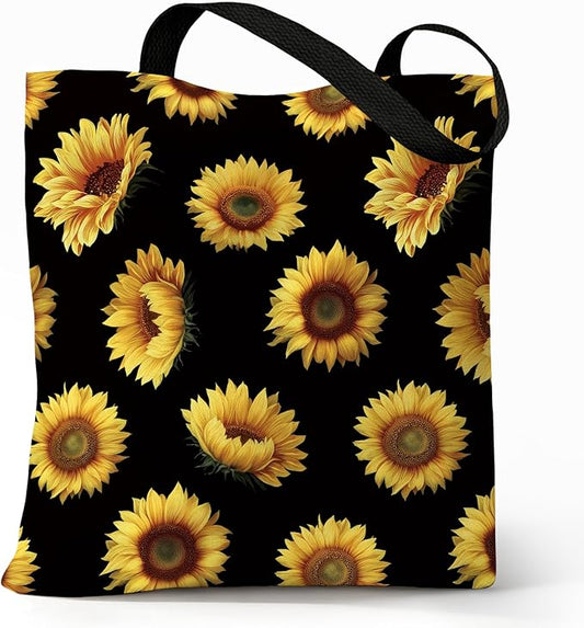 Cute Aesthetic Canvas Tote Bag for Women, Reusable Foldable Shopping Cotton Shoulder Totebag with Zipper Pocket