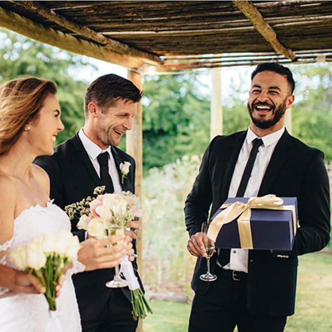 4 Pack 9.5x7x4 Inches Gift Boxes with Magnetic Closure Lids, Blue Magnetic Box for Wedding, Groomsmen Bridesmaid Proposal, Birthdays, Mother's Day