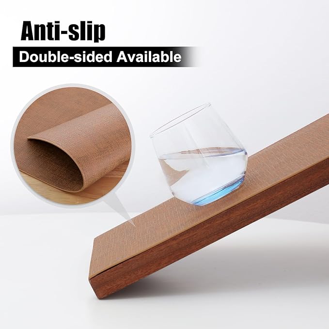 Homaxy Faux Leather Heat Resistant Placemats for Dining Table Set of 6, Waterproof Wipeable Washable PU Table Mats, Easy to Clean Anti-Slip Place Mats, 11.8 x 17 Inch, Brown