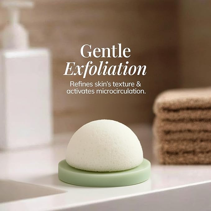 Plant-Based Konjac Facial Sponge: Natural Face Exfoliator for All Skin Types - Charcoal, Matcha, or Original - Gently Cleanses & Balances - Vegan, Cruelty-Free, 100% Biodegradable (White)