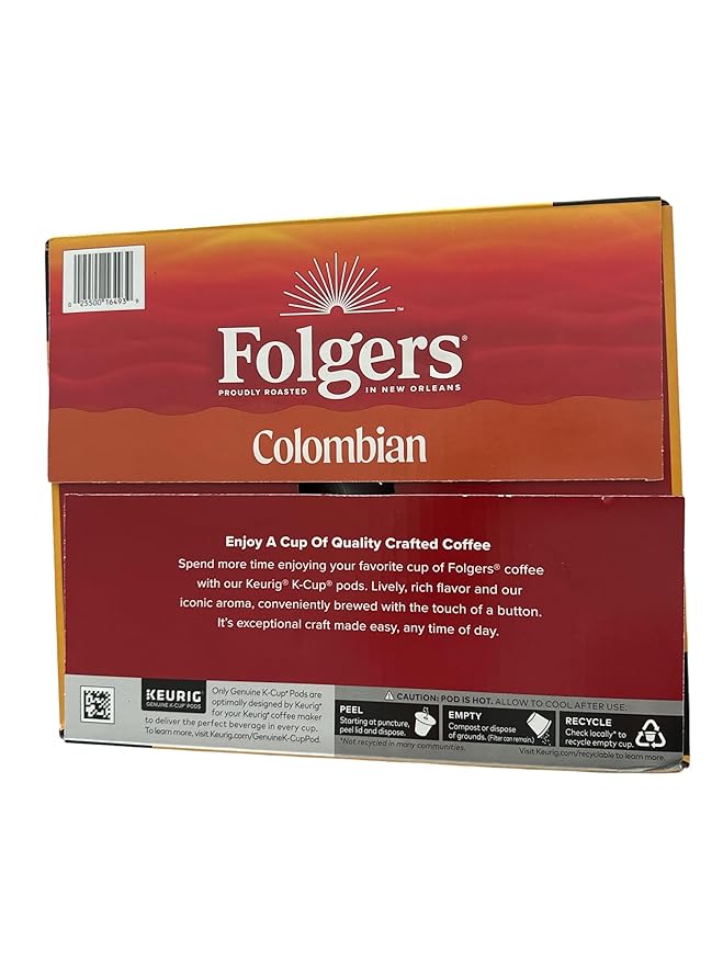 Folgers Colombian Medium Roast Coffee, 100 Keurig K-Cup Pods