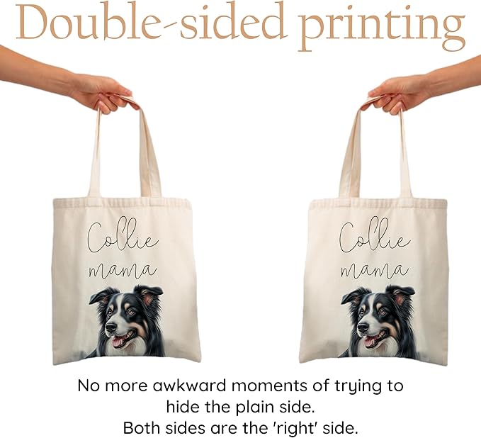 Dog Mama Tote Bag – Cute Dog Lover Canvas Bag, Reusable Shopping Shoulder Bag for Women, Pet Mom Gift,