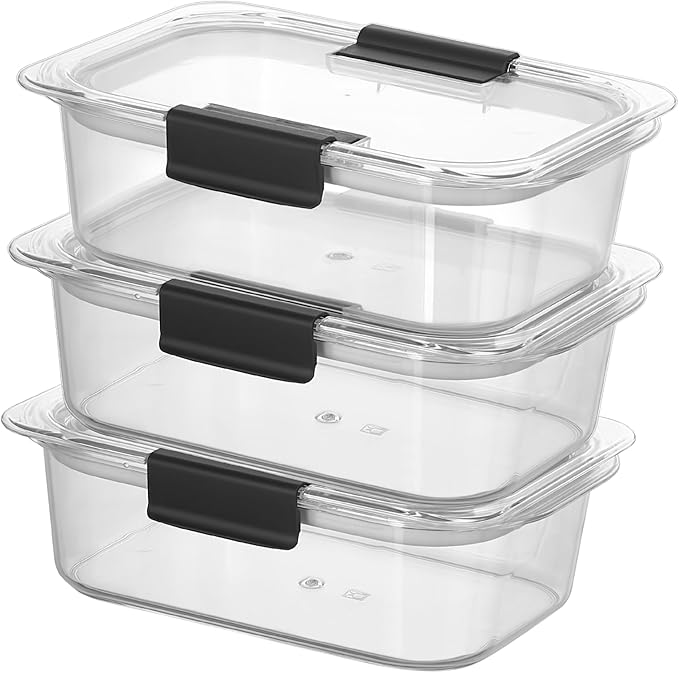 HEFA Food Storage Containers, Meal Prep Containers, Lunch Box with Airtight Lids, Kitchen Organizers and Storage for Leftovers (Crystal, 3 Pack)