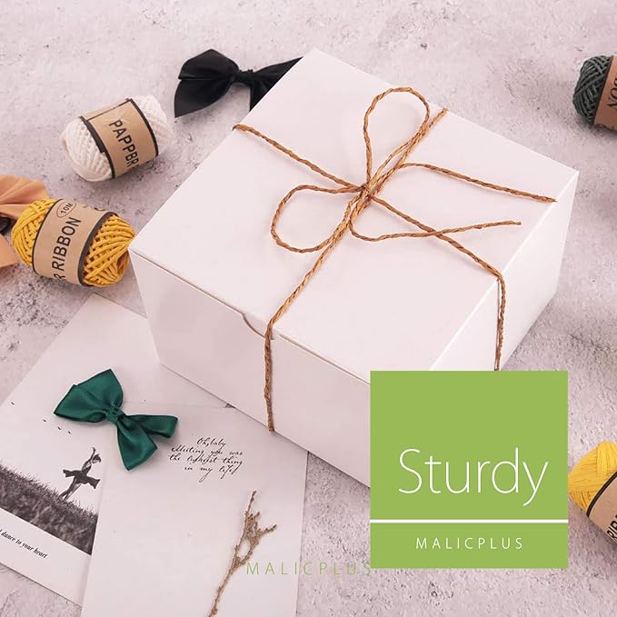 10 White 6x6x4 Inches Floral Gift Boxes with Lids for All Occasions