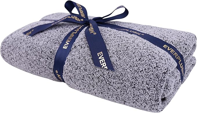 Everplush Diamond Collection Oversized Bath Towel – 1 Pieces, Super Soft & Highly Absorbent, Quick-Drying, Extra Large & Thick. Perfect for Bathroom, Pool, Swimming Use (Grey, 30" x 56" 1PK)