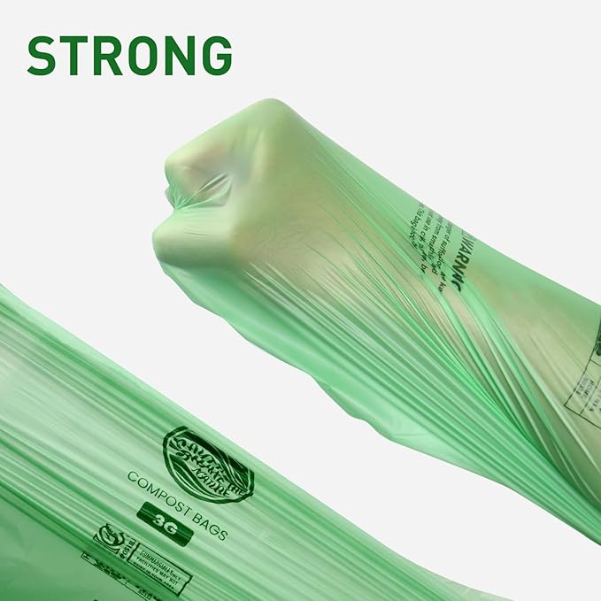 Trash bags 13+ gallon tall kitchen,100count,Extra Thick1.11 Mills,Compostable bags,Kitchen Compost Trash Bin Compatible,Certified by BPI and OK Compost