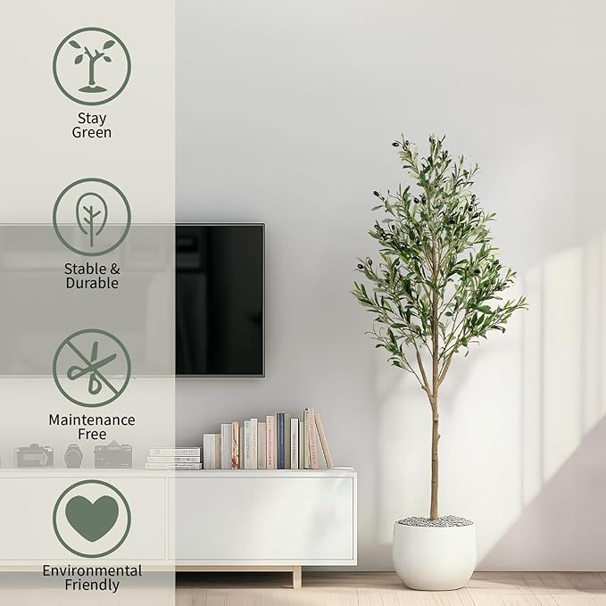 5FT Artificial Olive Tree, Indoor Faux Olive Tree Fake Potted Silk Olive Tree Plants with Lifelike Branches & Fruits for Home Office Decor