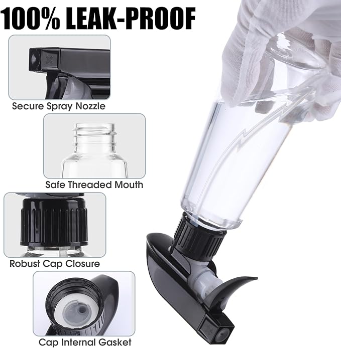 Plastic Spray Bottle 9.5 oz - 2 Pack Empty Spray Bottle for Hair, BPA Free Adjustable Mist/Stream for Plants, Cleaning, Pet