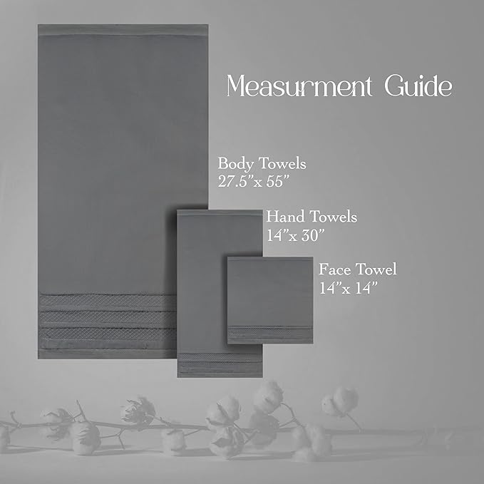 Premium Towel Set: Super absorbent, quick-drying, soft, plush. Features hanging loop, fade-resistant, eco & skin-friendly dyes. Luxury dobby design for bath or spa. (Charcoal, Bath Towel Set of 4)