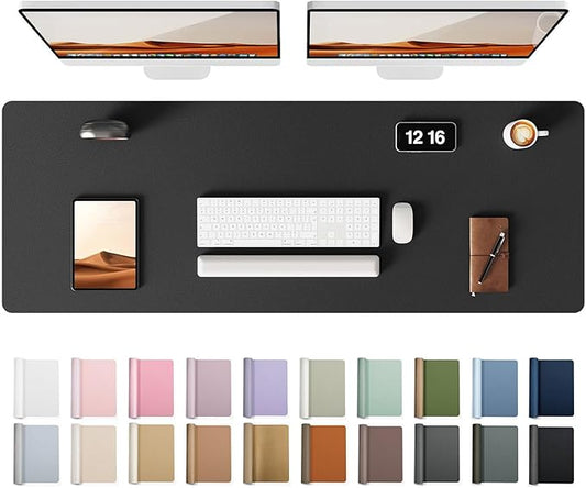 YSAGi Leather Desk Protector, Office Mat, Large Mouse Mat, Non-Slip PU Leather Blotter, Laptop Pad, Waterproof Writing Pad for Office and Home (Black, 47" x 17")
