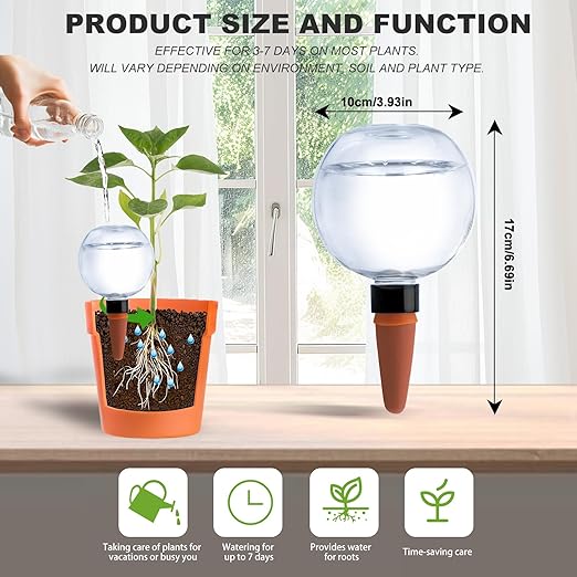 2 Pack Plant Watering Globes 17oz Self Watering Planter Insert Indoor/Outdoor Plant Watering Devices for Automatic Drip Irrigation