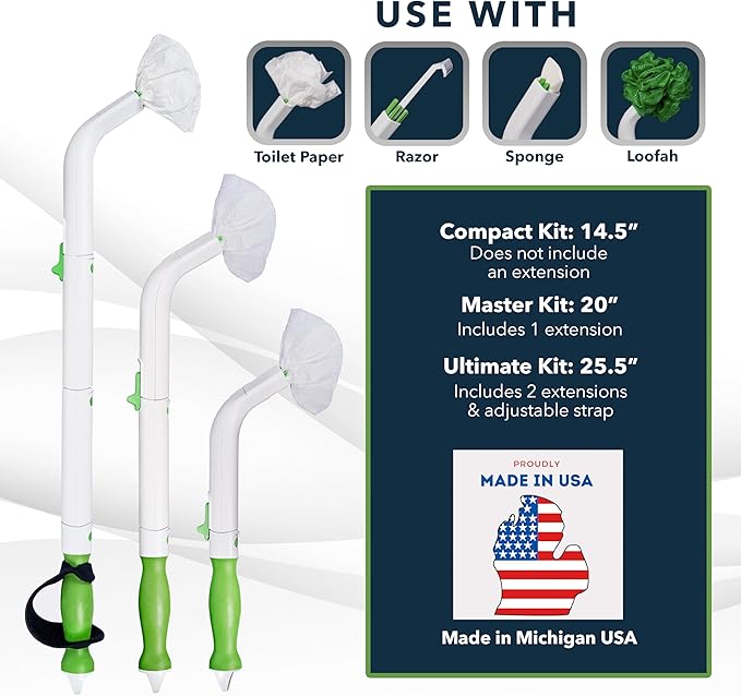 Toilet Aids for Wiping – 14.5” Wipe Assist for Toileting for All People with Range of Motion Limitations – Toilet Wiper Reacher Aid/Toilet Paper Extender for Holding Tissue & Personal Hygiene Products