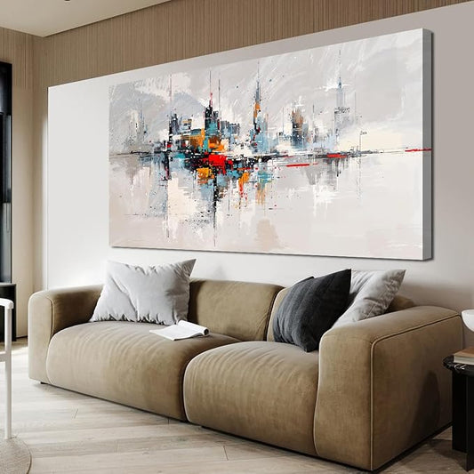 Large Abstract Wall Art Decor Wall Art Pictures for Living Room Abstract Canvas Art Wall Decor Modern Colorful Wall Art Prints Contemporary City Wall Art Decorations Bedroom Office Home Decor 24" X 48"