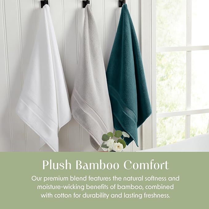 Springtree Home Luxury Viscose from Bamboo Bath Towel Set of 4 | 35% Viscose from Bamboo - 65% Cotton | Absorbent Quick-Dry Towels for Bathroom | Oeko-TEX Standard 100 Cotton | Deep Teal