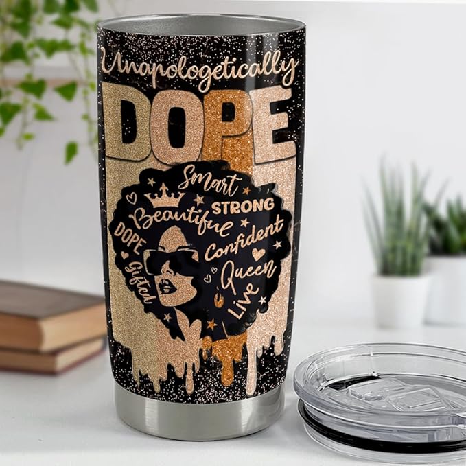 SANDJEST Inspirational Gifts for Women Black Woman Inspiration Tumbler 20oz Stainless Steel Insulated Coffee Travel Mug Cup Motivational Gift for Women Birthday Christmas