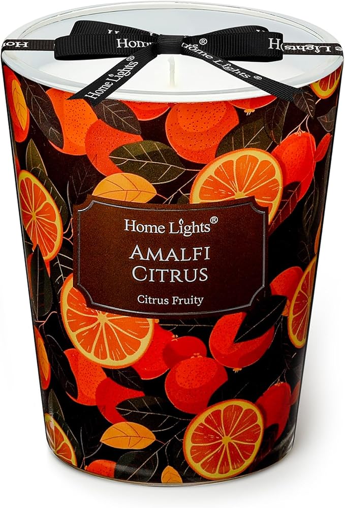 HomeLights 1-Wick Candles for Home Scented - 6.7oz Soy Wax Blend Candle Long-Lasting Fragrance, Eclectic Mixed Styles Home Decor and Housewarming Gifts, Amalfi Citrus
