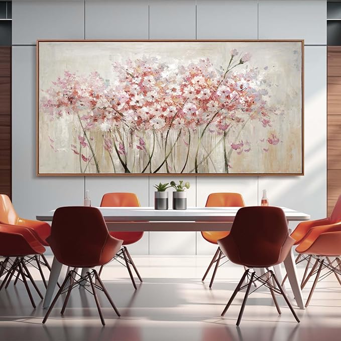 Pink Wall Art Floral Wall Decor Nature Large Pictures Flowers Arts Framed Canvas Artwork for Office Hotel 36"x70"