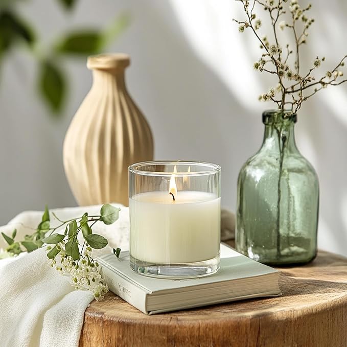 30 Pack Glass Candle Jars -7oz Clear Empty Candle Jars with Bamboo Airtight Lid, Bulk Candle Containers for Making Candles, 7 Fl.oz