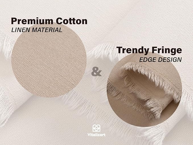 Vitalizart Table Runner 14 x 36 Inches Long Tan Cotton Linen Table Runners for Rustic Home Decorations Dining Room Wedding Decor Reception Bridal Shower Thanksgiving Christmas