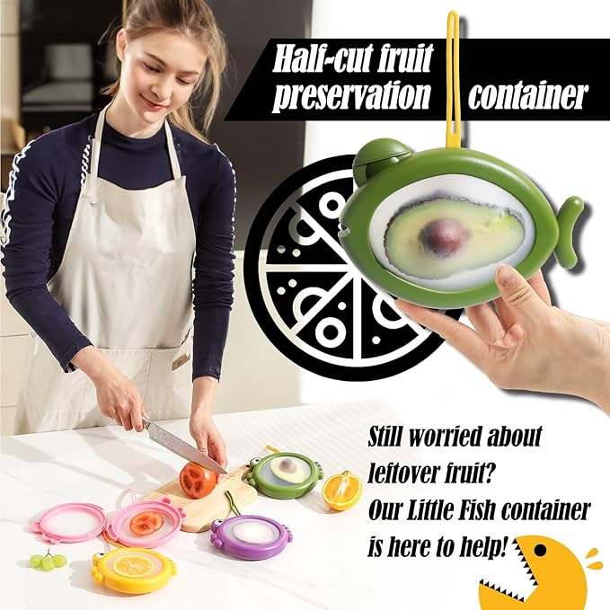Avocado Saver, Onion Storage Container Set of 4, Reusable Fridge Bin for Garlic, Lemons, Potatoes, Food Fresh Keeper & Organizer