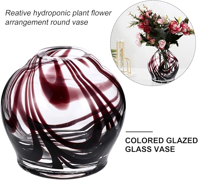 Sosoport Colored Round Glass Hydroponic Vase for Indoor Outdoor Plant Display Eco-Friendly Water Plant Container Creative Flower Planter for Home Office Decoration and