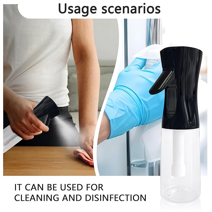 Spray Bottle for Hair Continuous Ultra Fine Mist 360° Multi Spray Bottle for Plants, Cleaning, Skin Care Leakproof & Durable 2 Pack