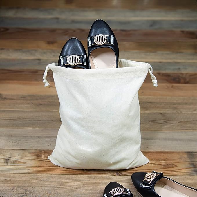 TOPDesign 8-Pack 12” x 14” Reusable Produce Bags, Muslin Bags with Drawstrings for Shopping & Storage, 100% Natural Cotton, Washable, Biodegradable, Food Safe