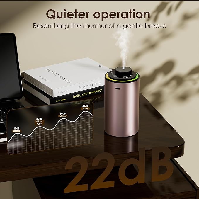 Waterless Essential Oil Diffuser, Portable Aromatherapy Diffuser,3 Countdown Timers & 3 Mist Levels for Home, Room, Car, Office (Pink)