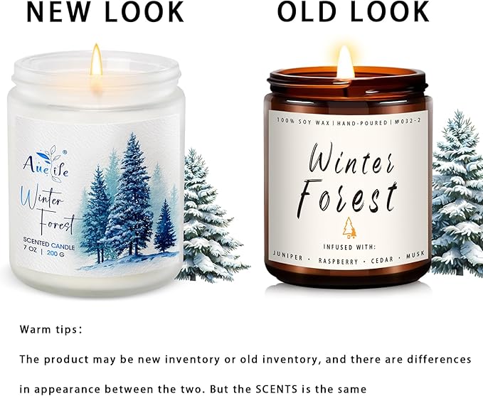 Winter Forest Candle | Pine & Cedarwood Scented Soy Candles - Aromatherapy Candles for Home, Holiday Candle Gift for Women & Men, Winter Christmas Home Décor