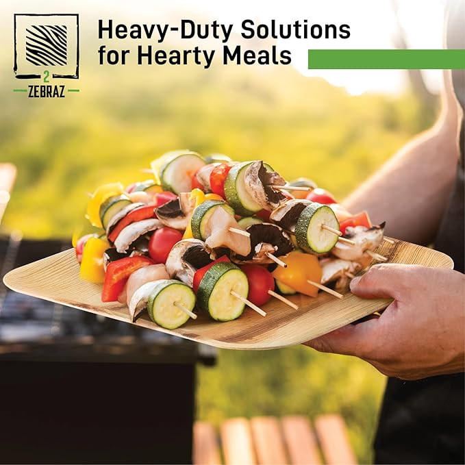 Premium 10” Palm Leaf Disposable Plates – Set of 50, Heavy-Duty Dinner Plates, Natural Plastic Alternative, Compostable & Microwave Safe for Weddings, Parties & Events