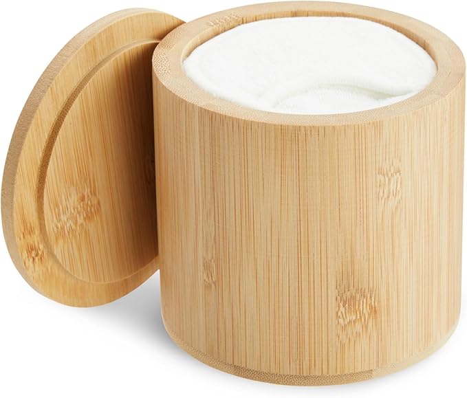 Glamlily Reusable Cotton Pads for Face Makeup Removal with Bamboo Holder and Mesh Storage Bag (White) 16 Pack