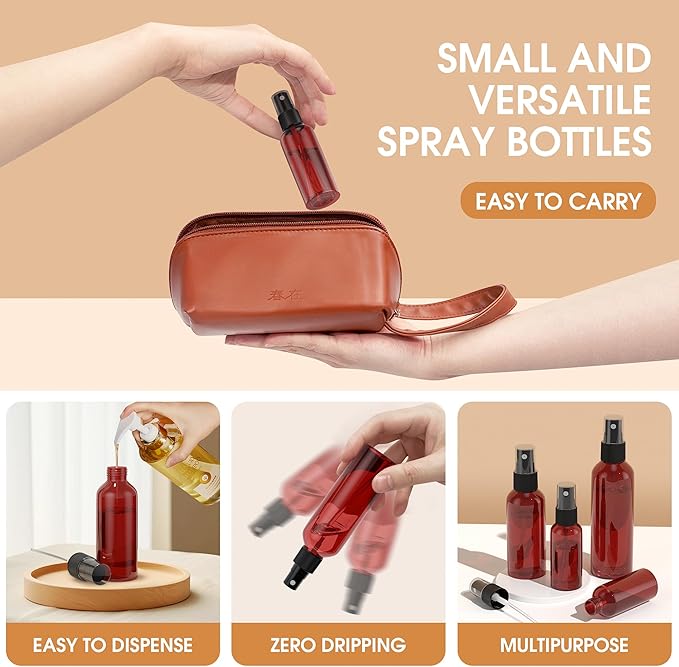 100Pack Small Spray Bottles 1oz, 30ml Travel Spray Bottle with Black Fine Mist Sprayer, Mini Empty Refillable Containers Portable Cosmetic Bottles for Plants, Cleaning, Misting & Skin Care-Red