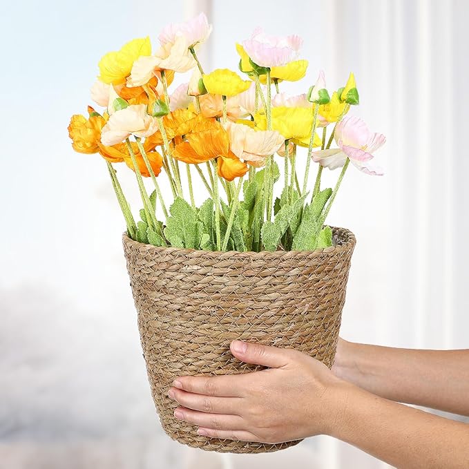 Hemoton Wicker Plant Flower Basket Seagrass Woven Pot Decorative Indoor Planter Versatile Home Storage