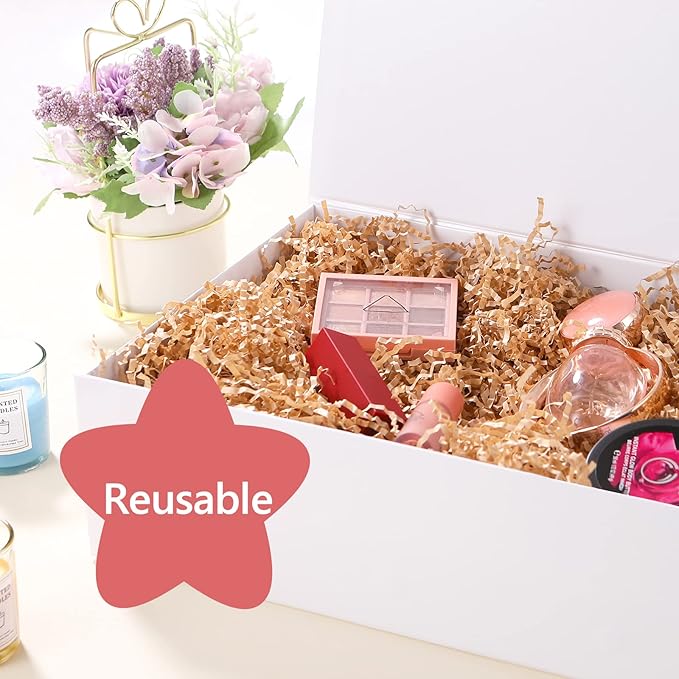 Large White Collapsible Gift Box with Magnetic Closure Lid 13.5x9x4.1 Inches, Bridesmaid Proposal Box, Rectangle Present Box (Glossy White, 1 Pack)